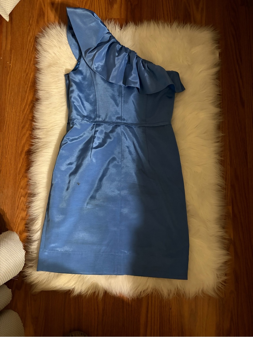 One-Shoulder Ruffle Cocktail Dress in Royal Blue